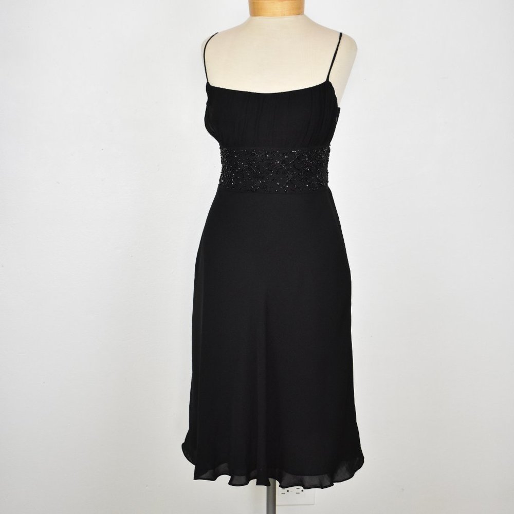 Ann Taylor Black Silk Beaded Dress